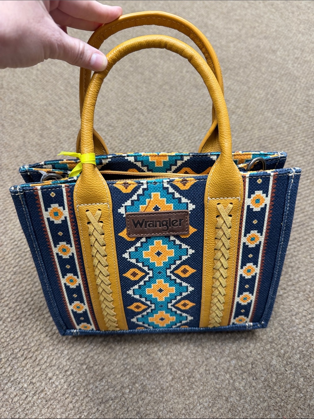 Wrangler Navy, Mustard & Teal Southwestern Pattern Tote